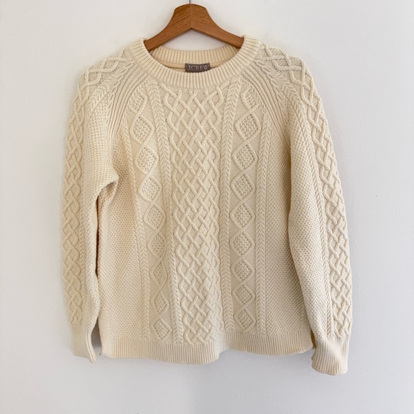J. Crew Cream Cable Knit Pullover Sweater Small - Picture 2 of 7
